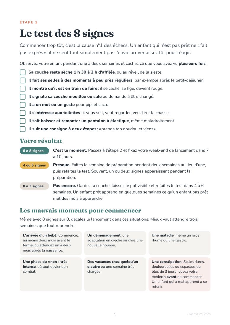 Page du guide : le test des 8 signes