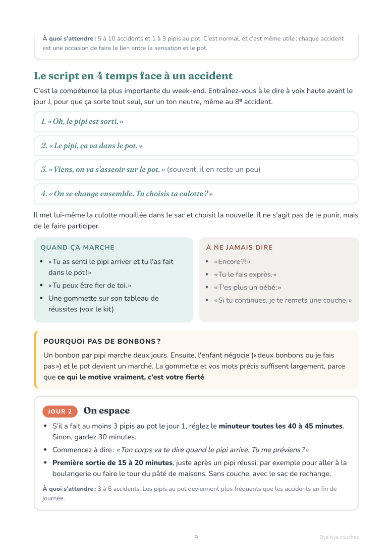 Page du guide : le script en 4 temps face à un accident